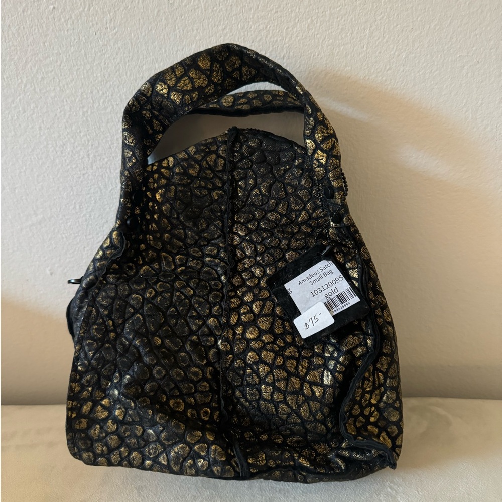 NWT Daniella Lehavi Women's Amadeus Satchel Small Bag In Gold And Black